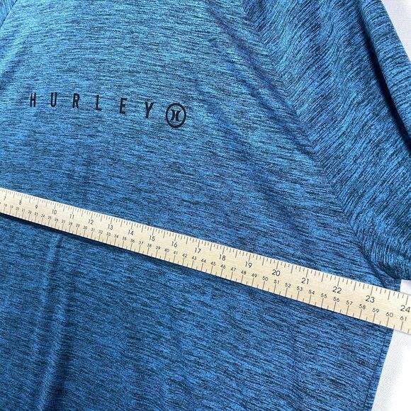 Hurley Men XXL Lightweight Long Sleeve Stretch Pullover Hoodie T Shirt Blue Teal - Picture 4 of 7
